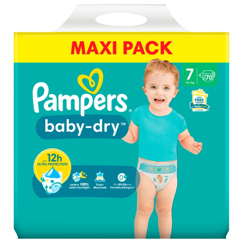 Pampers Baby-Dry Windeln Gr.7 15+kg Maxi Pack 70 Stück